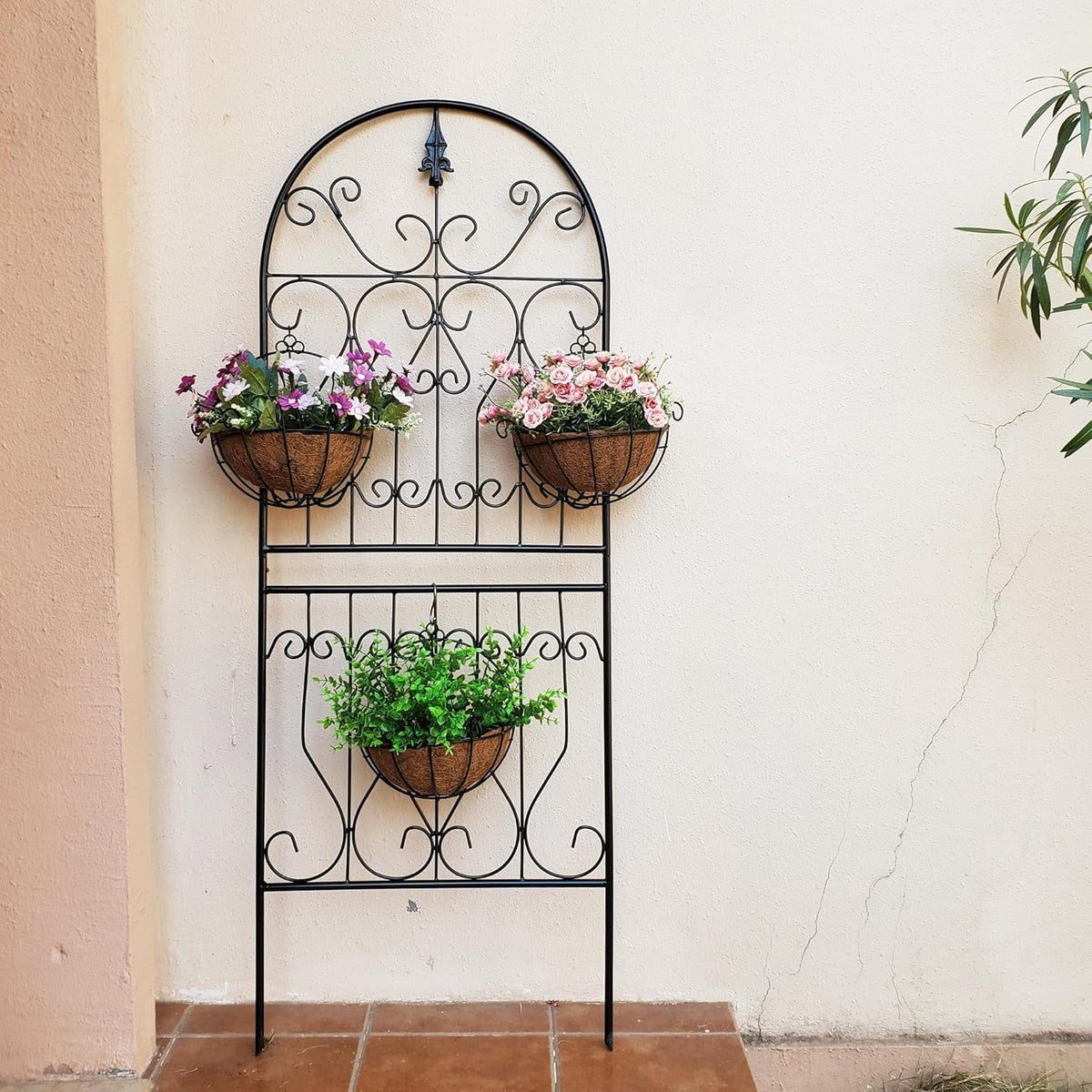SCENDOR Trellis for Climbing Plants 59" H x 22" W Metal Unique Design Decorative Garden Structure