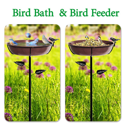 Polyjkl 3" Deep Metal Bird Bath for Outdoors 40in Tall, Removable 13" Dia Birdbath Bowl with Stable
