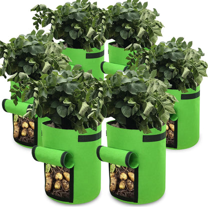 Gardzen 6 Pack BPA-Free 10 Gallon Vegetable Grow Bags with Access Flap and Handles, Suitable for