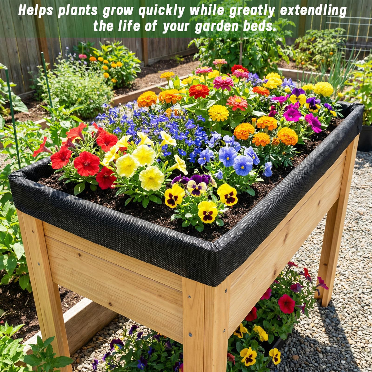 EcoBrisa 2PCS 63 x 114IN Raised Garden Bed Liner, Non Woven Fabric for Large Veg Trough, Cuttable