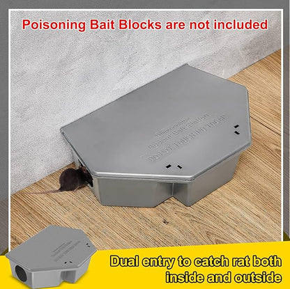 Qualirey 2 Pcs Rat Bait Station with Keys 13.58 x 8.98 x 3.35 Inch Rodent Station Rat Traps, Keeps