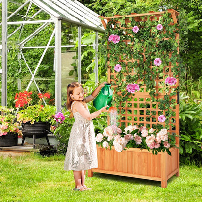 S AFSTAR Planter with Trellis Set of 2, 35.5x17.5x72.5 inch Wood Planter Box with Lattice Trellis &