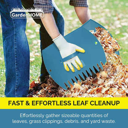 GardenHOME Leaf Scoops Hand Rakes, Large Leaf Grabbers for Yard Work and Garden Use, Clear and