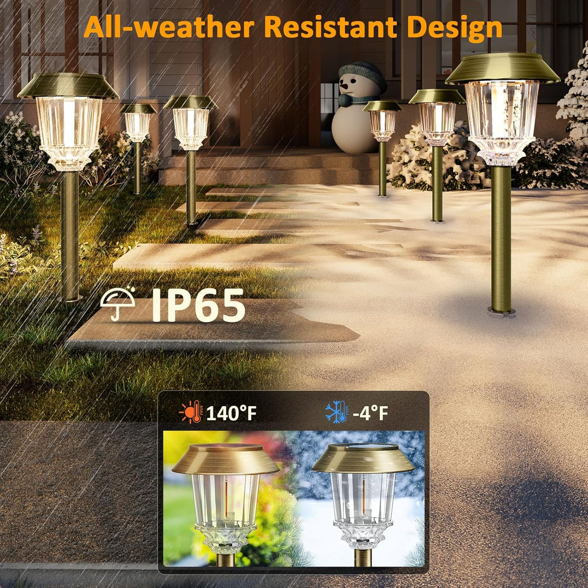 XMCOSY+ Solar Pathway Lights Waterproof - 6 Pack Solar Lights Outdoor, 10-40 LM Dimmable Outdoor