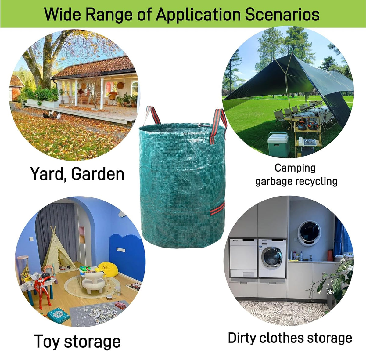 1x72Gallons+2x34Gallons (Free Gloves) Garden Leaf Bags,Reusable Heavy Duty Yard Waste Bag