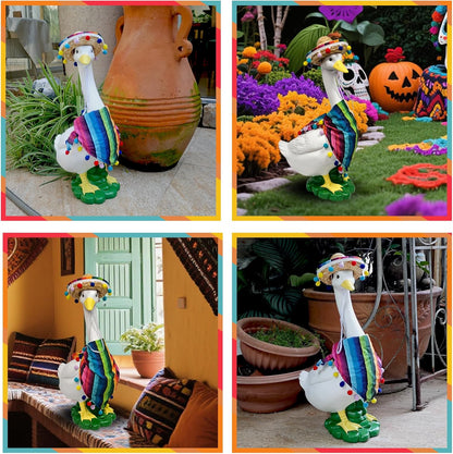 Porch Goose Statues + Porch Goose Outfits, 20" Large Durable Resin Goose Statue Decor with Fun