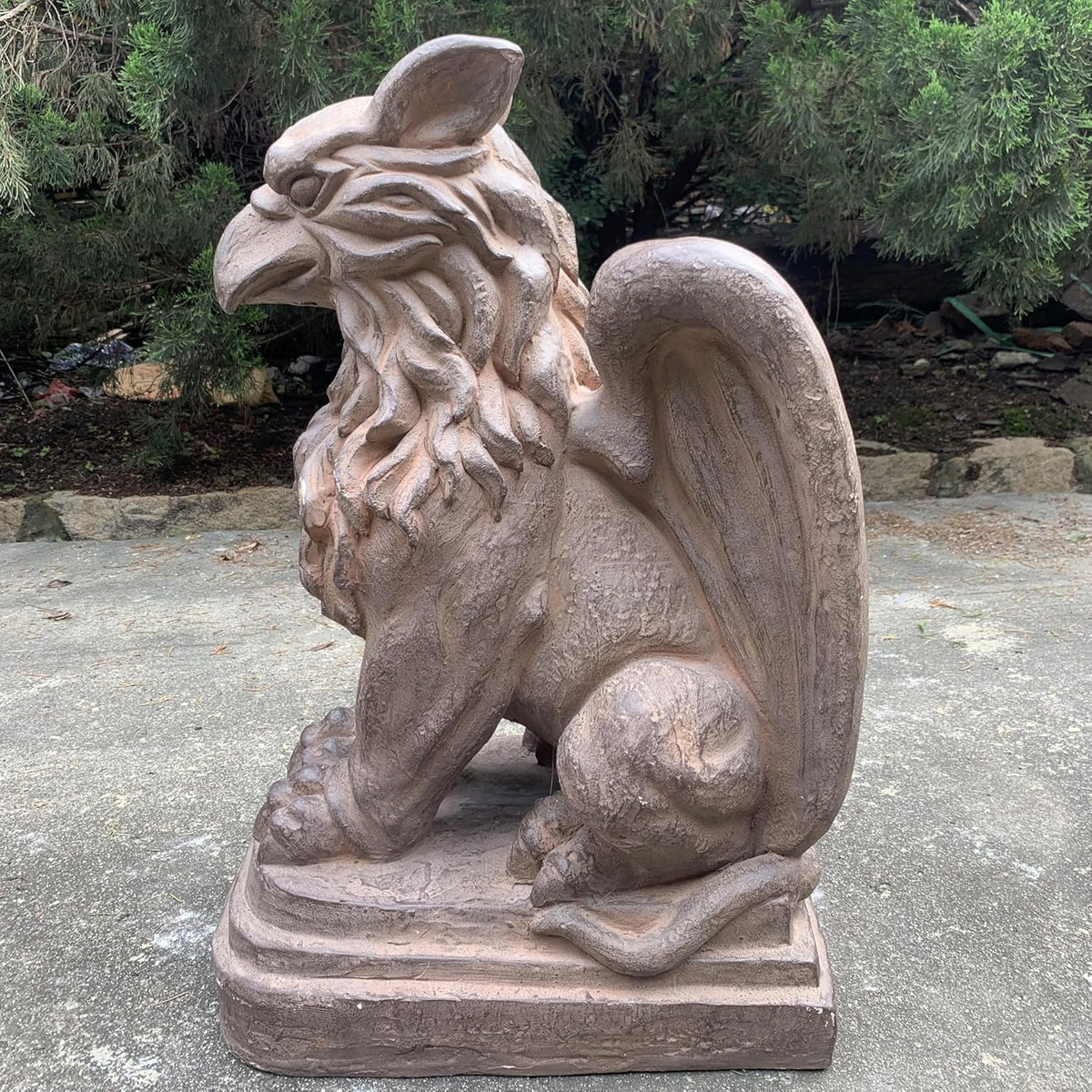 Zaer Ltd. Set of 2 Garden Griffin Statues, Magnesium-Cement Sculptures, 28.3" H Outdoor Entrance