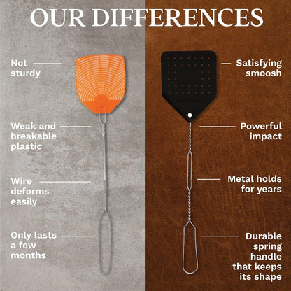 Leather Fly Swatter Set (1 Pack) – 17” Amish-Made Fly Swat w/Real Leather Paddle – Fly Swatters