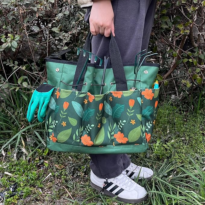 Garden Tool Bag, Portable Garden Tote Bag with Handle, Oxford Garden Tool Organizer Bag, Ideal