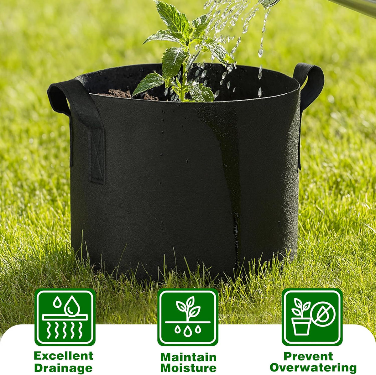 PHYEX 12-Pack 10 Gallon Grow Bags, Heavy Duty Fabric Pots with Handles, Reusable Plant Bags for