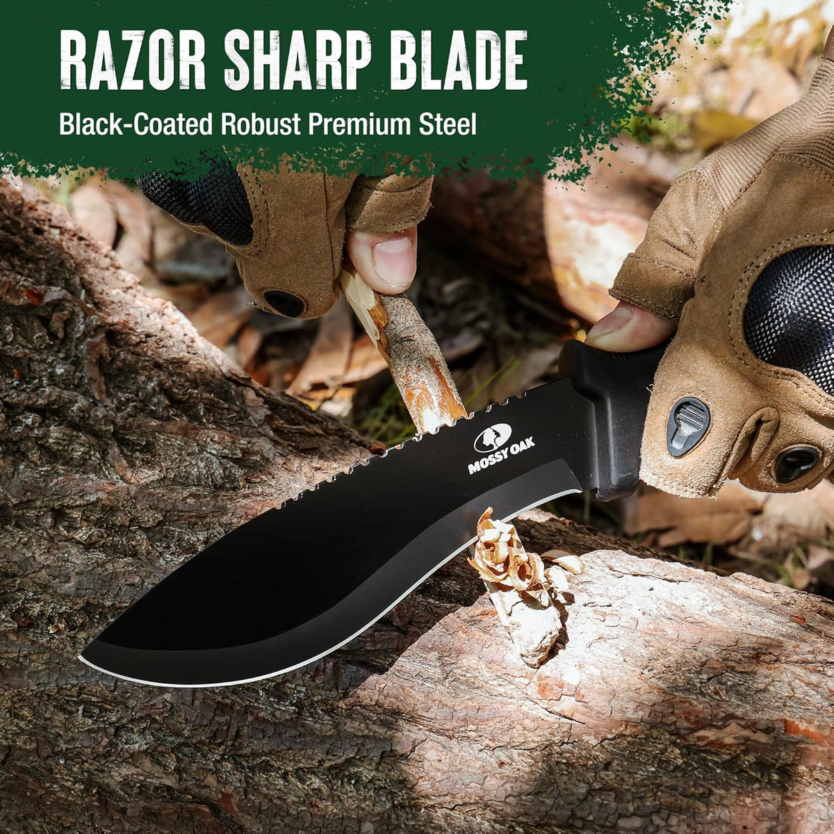 Mossy Oak 11.5'' Machete for Yard Work, Survival Kukri Machete Knife with Sheath, EDC Gear