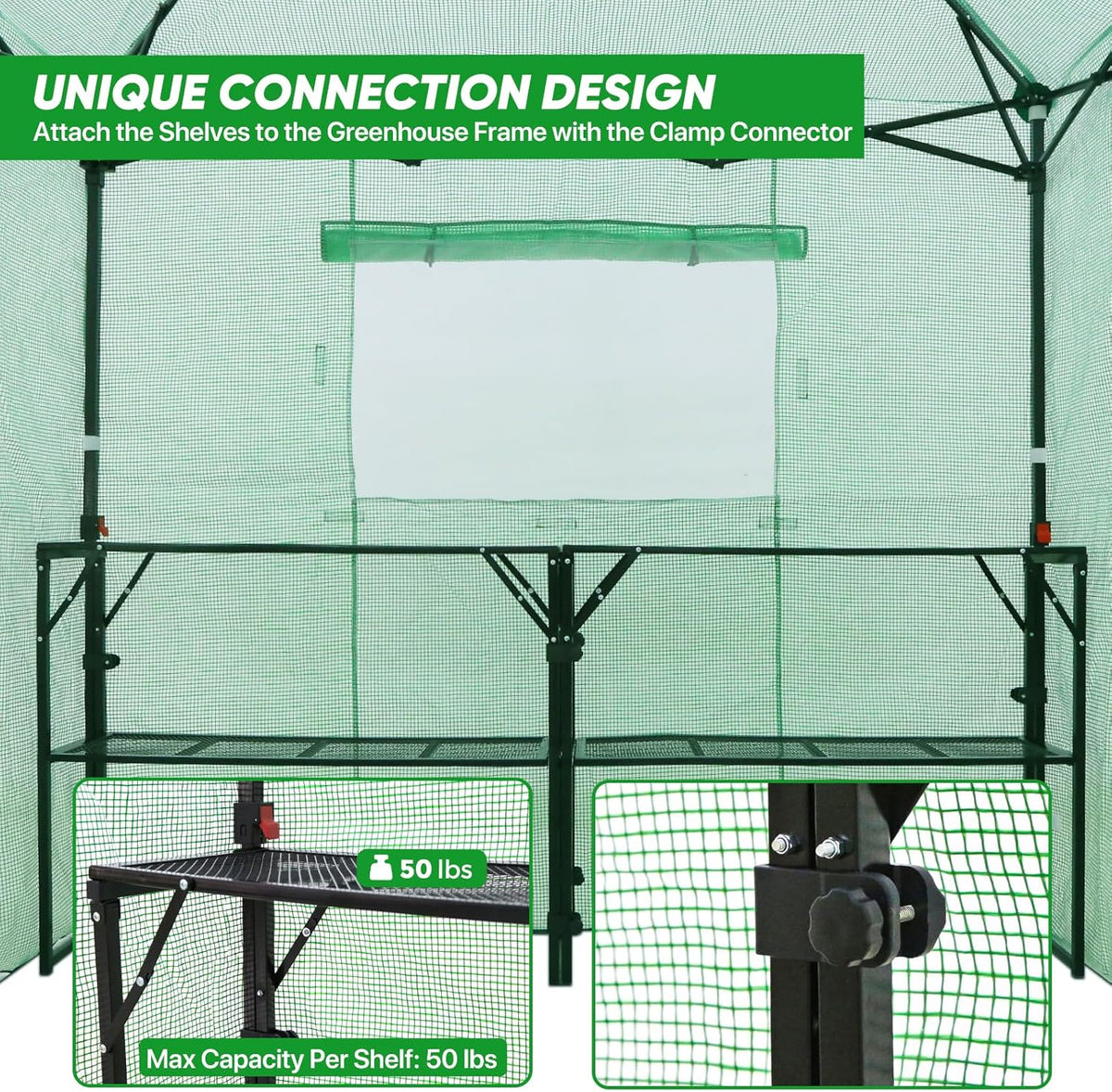 EAGLE PEAK 7x7 Pop up Greenhouse Portable Walk-in Outdoor Gardening Green House with 2 Foldable