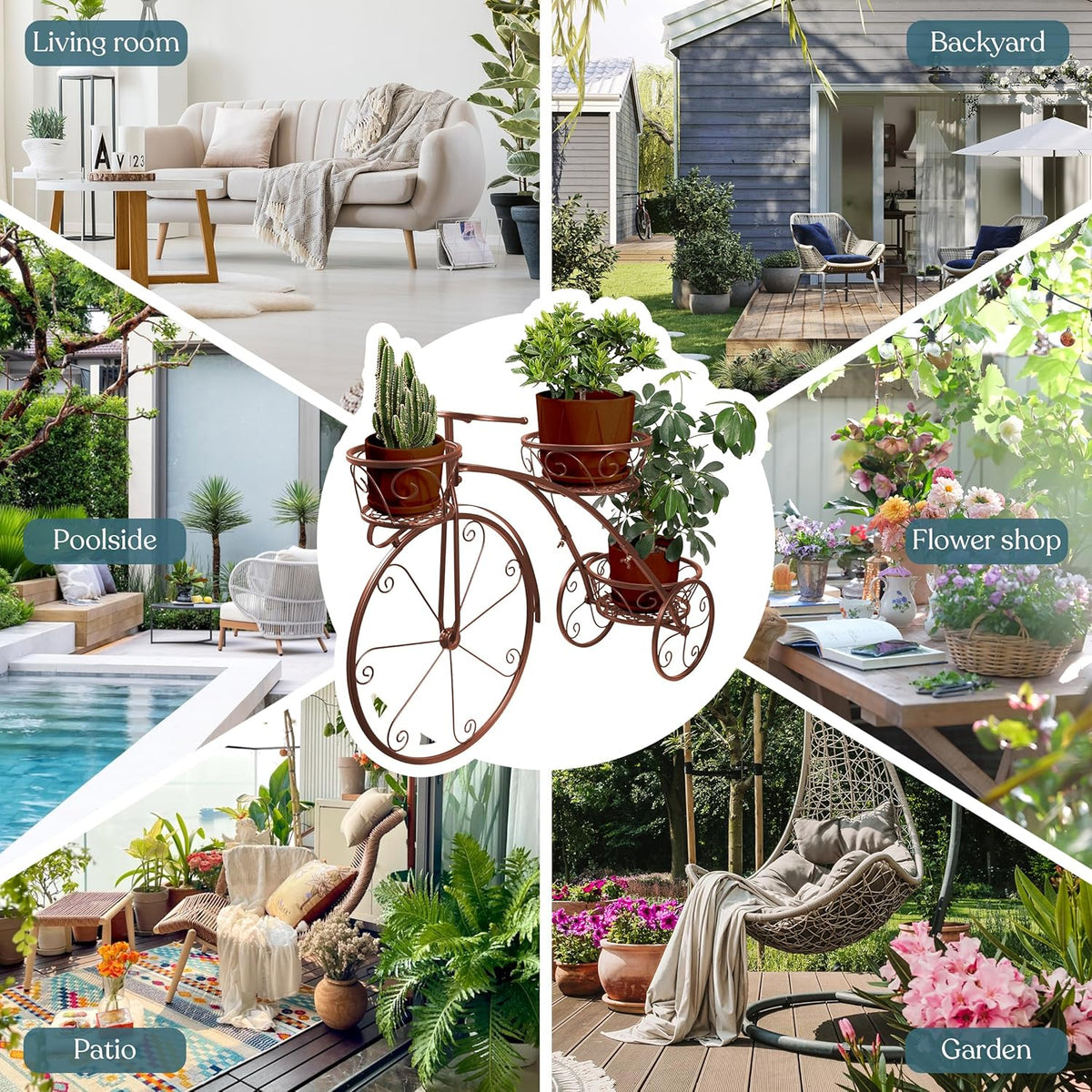 Sorbus Tricycle Plant Stand - Flower Pot Cart Holder - Ideal for Home, Garden, Patio - Great Gift