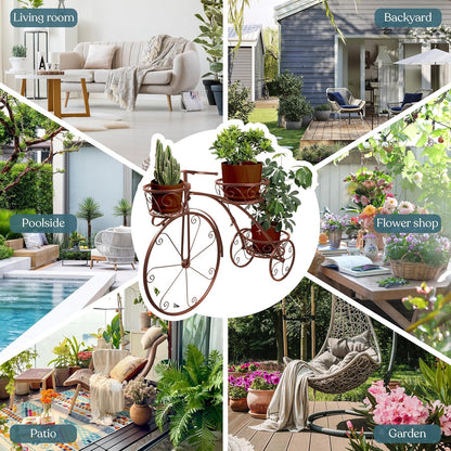 Sorbus Tricycle Plant Stand - Flower Pot Cart Holder - Ideal for Home, Garden, Patio - Great Gift