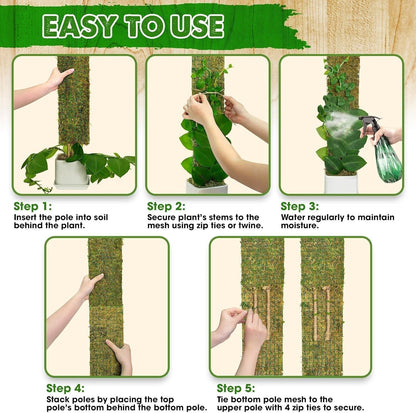 DUSPRO Flat Mesh Moss Poles for Climbing Plants Monstera Stackable Moss Pole for Plants with Real