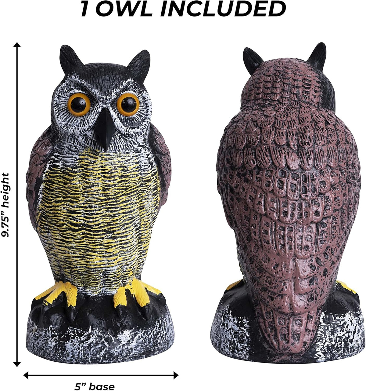 Galashield Owl Decoy to Scare Birds Away | Plastic Owls to Scare Birds Away | Owl Statue for Garden