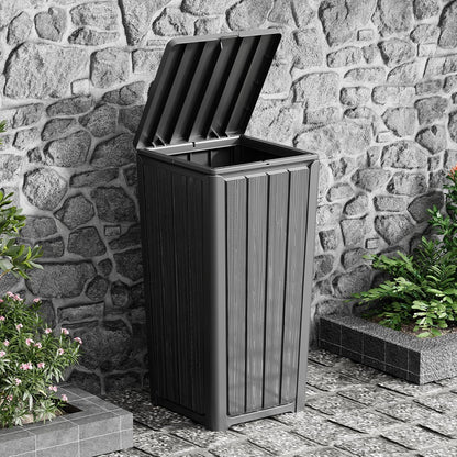 23 Gallon Outdoor Trash Can Waterproof Resin Garbage Can with Lid Outside Trash Bin for Porch