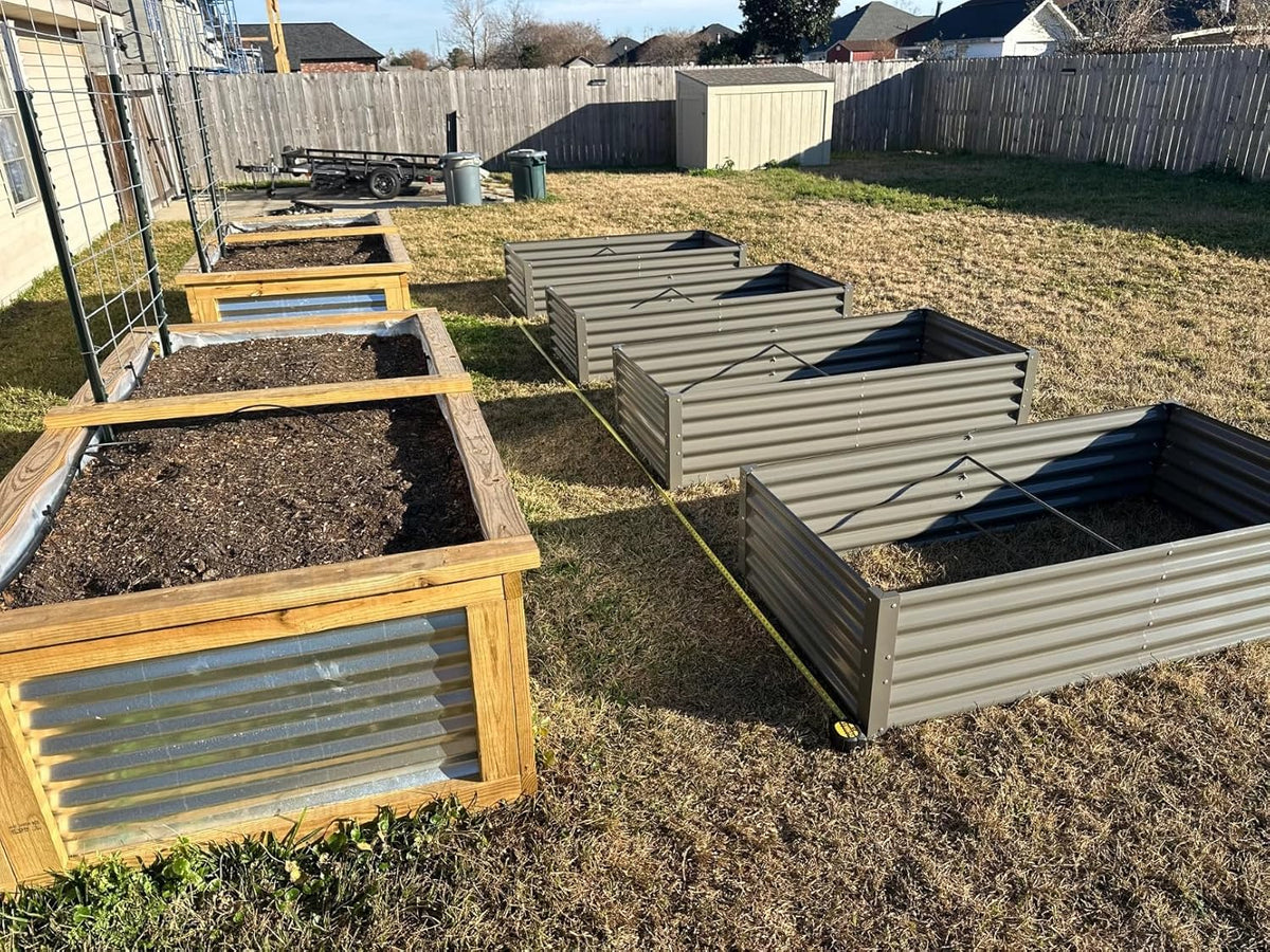 A ANLEOLIFE 4-Pack 6X3X1.5ft & 6X2X1.5ft Deep Root Galvanized Raised Garden Beds Outdoor for