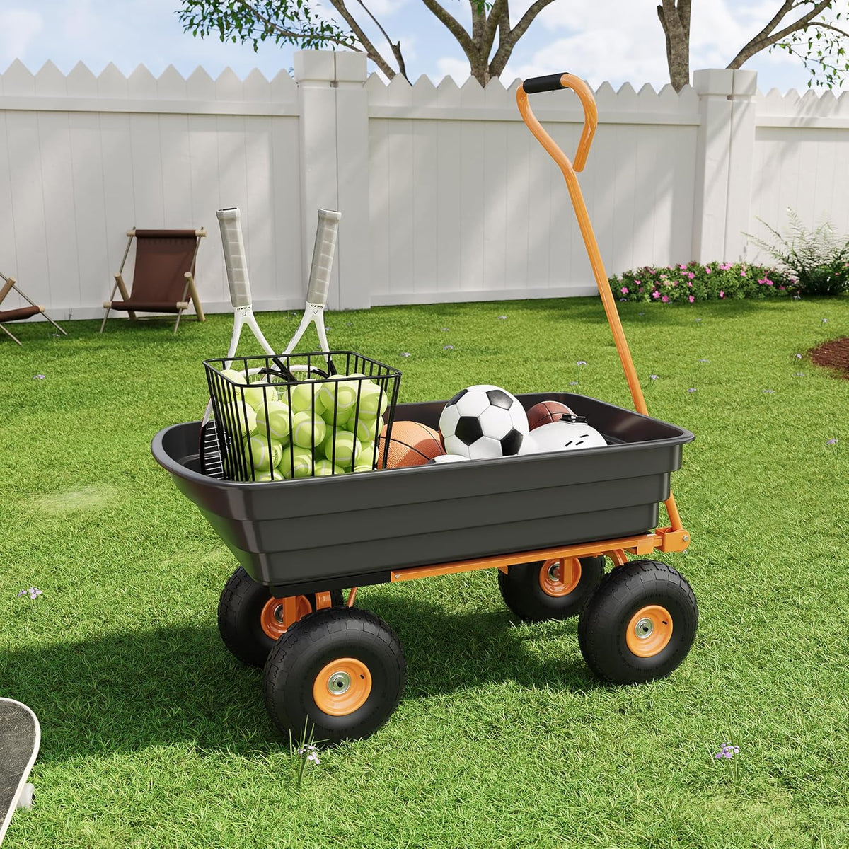 Garden Dump Cart - 1200Lb Capacity Heavy Duty Yard Utility Garden Cart with Removable Dump Bed