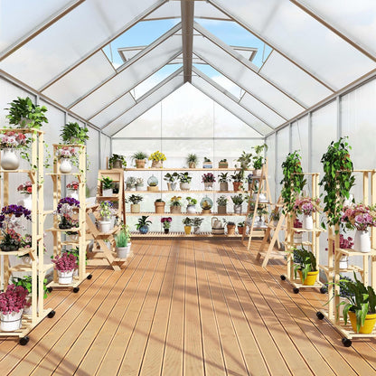 YITAHOME 12x6FT Polycarbonate Greenhouse Large Heavy Duty Green Houses Outdoor Aluminum Greenhouses