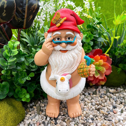 Mood Lab Garden Gnome with Unicorn - Funny Gnome Statue - 9 Inch Tall Lawn Figurine - for Outdoor