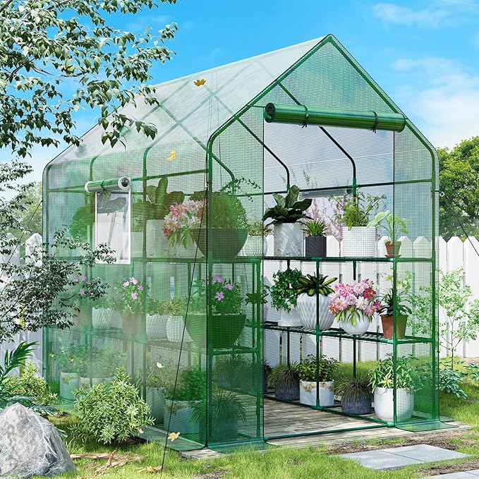SPECILITE 56×85×77Inch Walk-in Greenhouse, Heavy Duty Small Plant House with Thicken PE Cover and