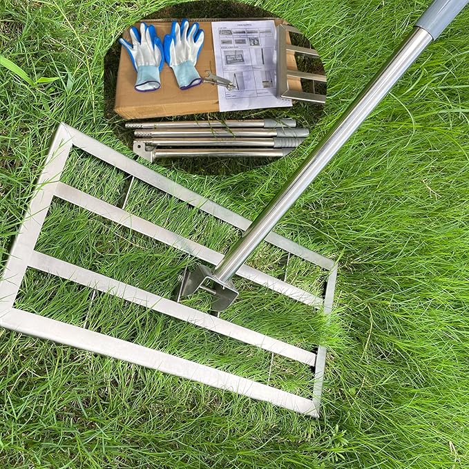 2025 Updated Lawn Leveling Rake, Lawn Leveler Tool with Double-Sided Design,70'' Adjuatble