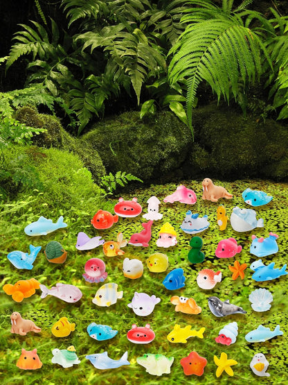 44 Pcs Mini Ocean Resin Animals 44 Styles Resin Animals Figurines Bulk for Fairy Garden Miniature