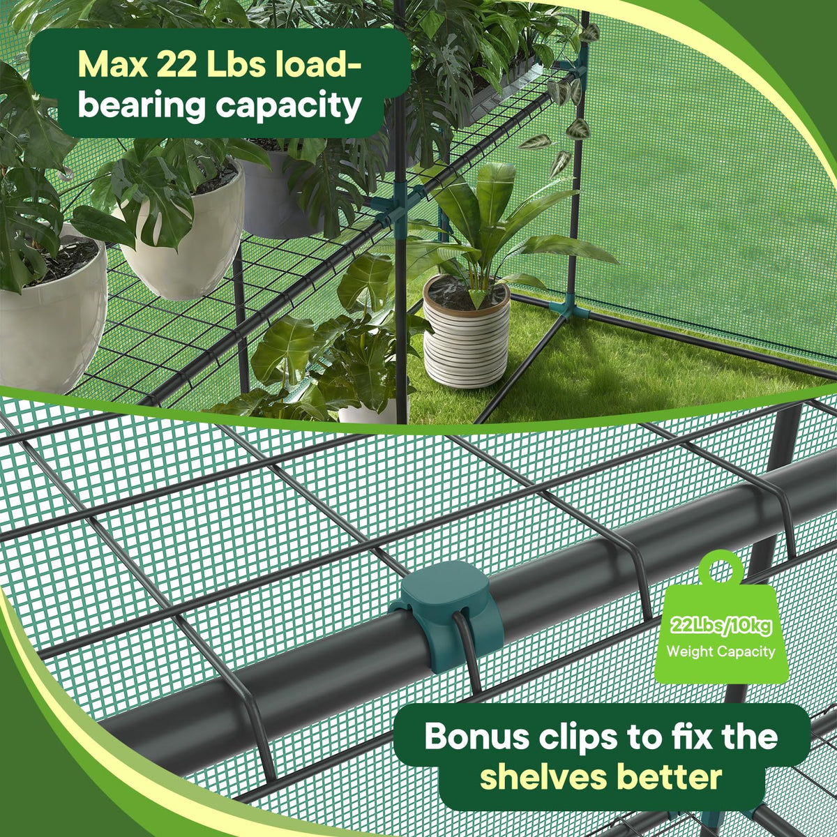 OLIXIS 56"x56"x77" Outdoor Greenhouse, with 2 Tier 8 Plant Shelves