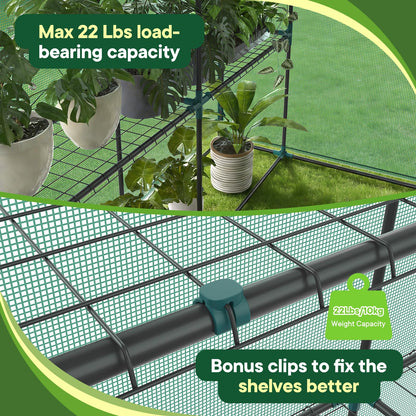 OLIXIS 56"x56"x77" Outdoor Greenhouse, with 2 Tier 8 Plant Shelves