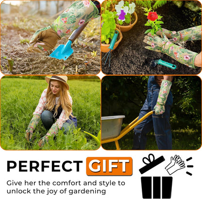 HANDLANDY Leather Gardening Gloves for Women, Scratch Resistant Breathable Ladies Rose Pruning