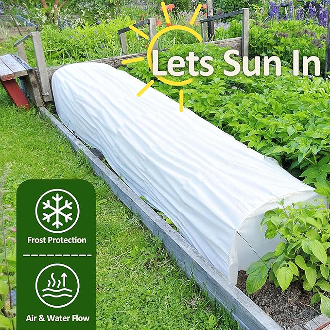 Gardzen 1.5 oz Plant Covers Freeze Protection, Reusable 10ft x 30ft Floating Row Covers, Thicker