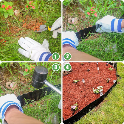 Metal Corrugated Garden Edging, 4" x 50Ft Landscape Edging for DIY Flower Beds, Flexible Bender