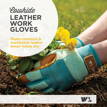Wells Lamont Women's HydraHyde Leather Hybrid Gloves – Water-Resistant, Durable Cowhide Palm