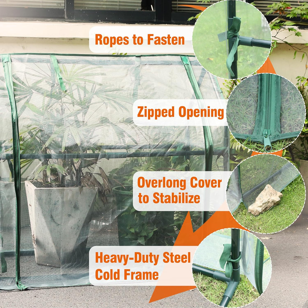Gardzen Mini Greenhouse with Mesh Cover, Portable Outdoor Greenhouse, Enhanced Ventilation, Ideal