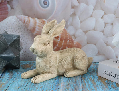 Hymmah Rabbit Statue Sculpture Home Decor Rustic Home Decorations for Living Room, Boho Resin