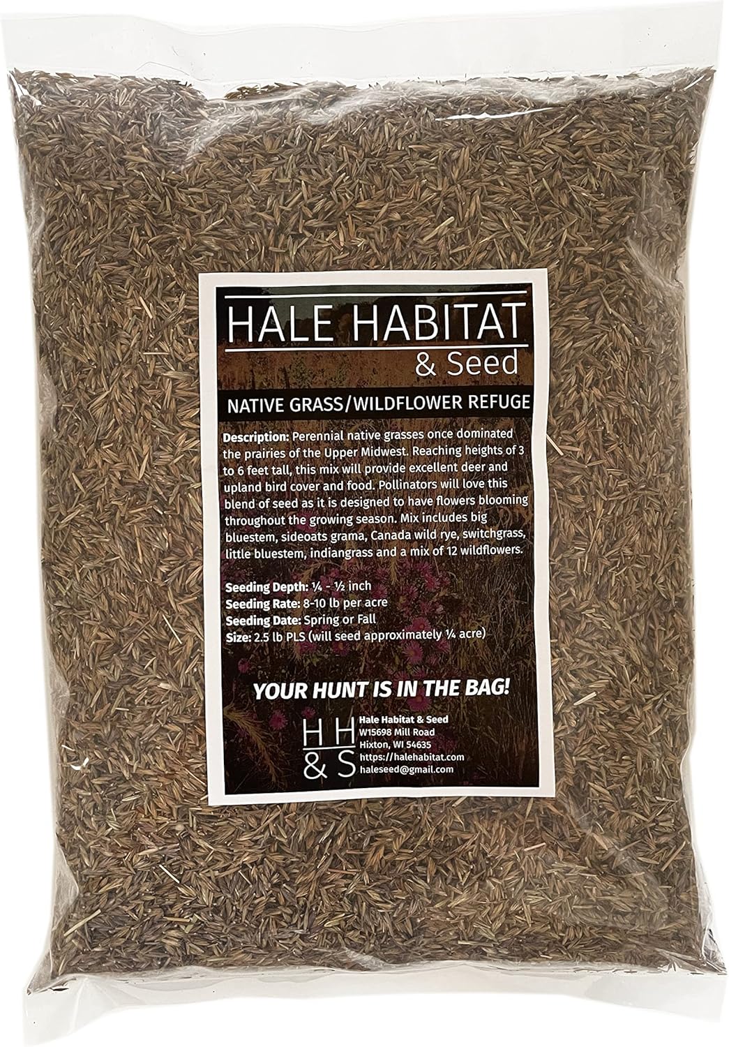 Hale Habitat & Seed Native Grass & Wildflower Refuge, Wildlife & Pollinator Seed Mix, 1/4 Acre