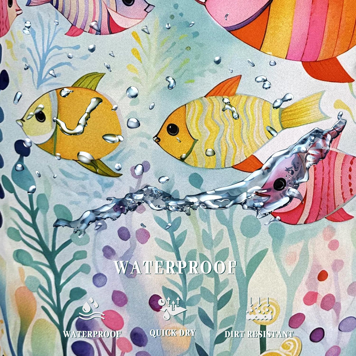 Watercolor Fish Laundry Basket Foldable With Handles Cute Fishes Tote Bag Oxford Cloth Colorful