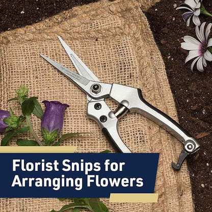Pruning Shears - Garden Scissors Florist Snips - 2.5” Blades - Flower Scissors for Cutting Fresh