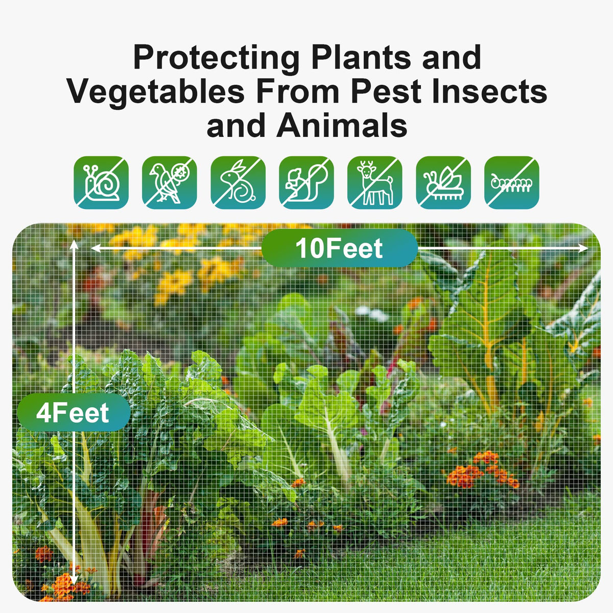 Garden Insect Netting Pest Barrier: 2 Pack 4'x10' Bug Netting for Garden Protection Mosquito Net