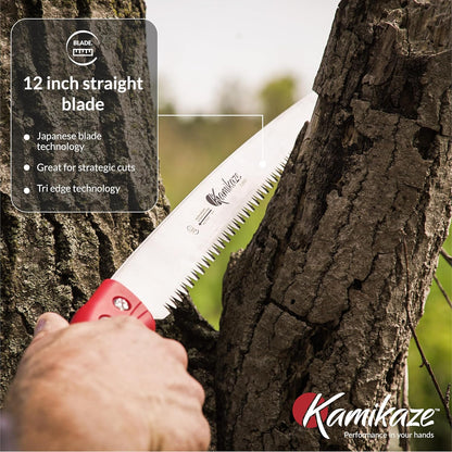 EZ Kut Kamikaze Straight Blade Pruning Saw – 18" Heavy Duty SK5 Carbon Steel – Japanese Pull-Cut