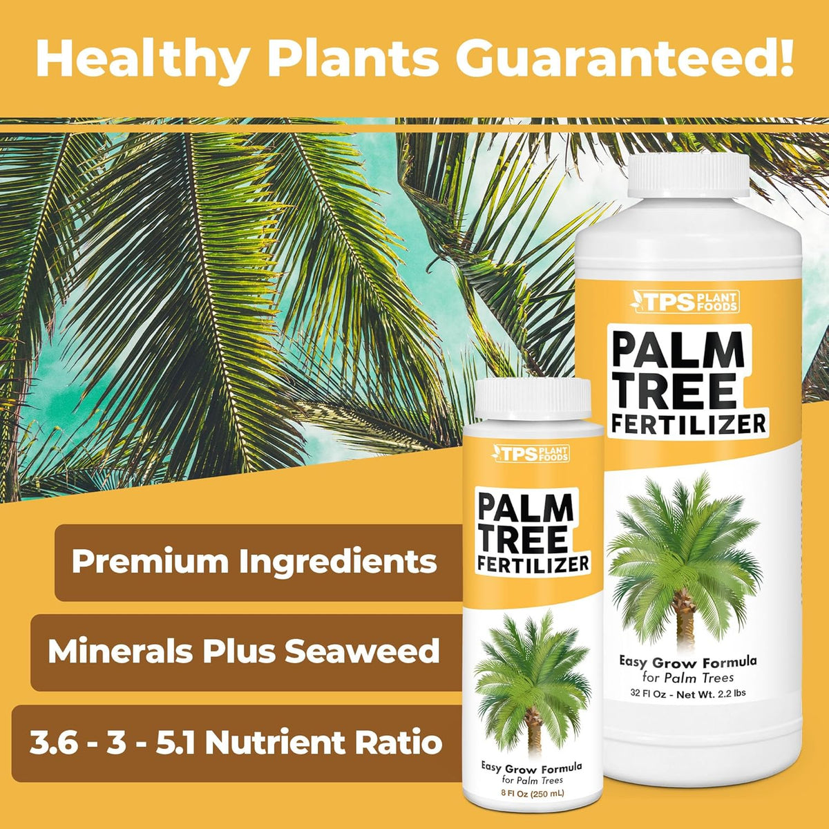 Palm Tree Fertilizer for All Palms and Ferns, Liquid Plant Food 8 oz (250mL)