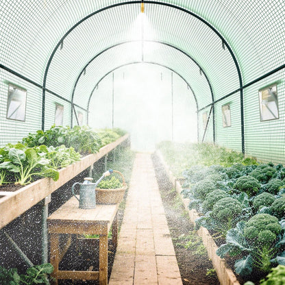 15x7x7 FT Walk-in Greenhouse for Outdoors w/ Watering System,8-Ventilated Screen Window Portable