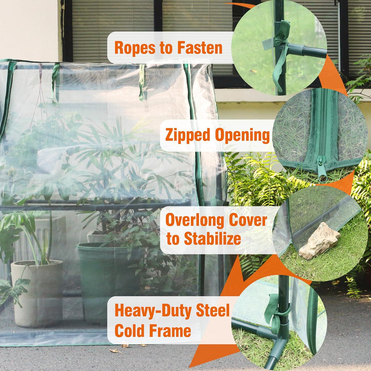 Gardzen Mini Greenhouse with Mesh Cover, Portable Outdoor Greenhouse, Enhanced Ventilation, Ideal