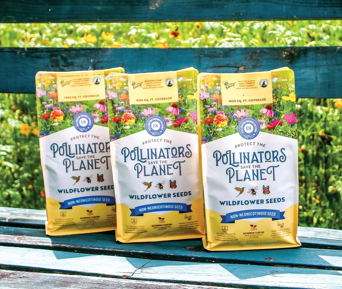 BUZZY Wildflower Pollinator Seed Mix (1lb Bag), 18 Pollinator-Friendly Varieties, Protect The