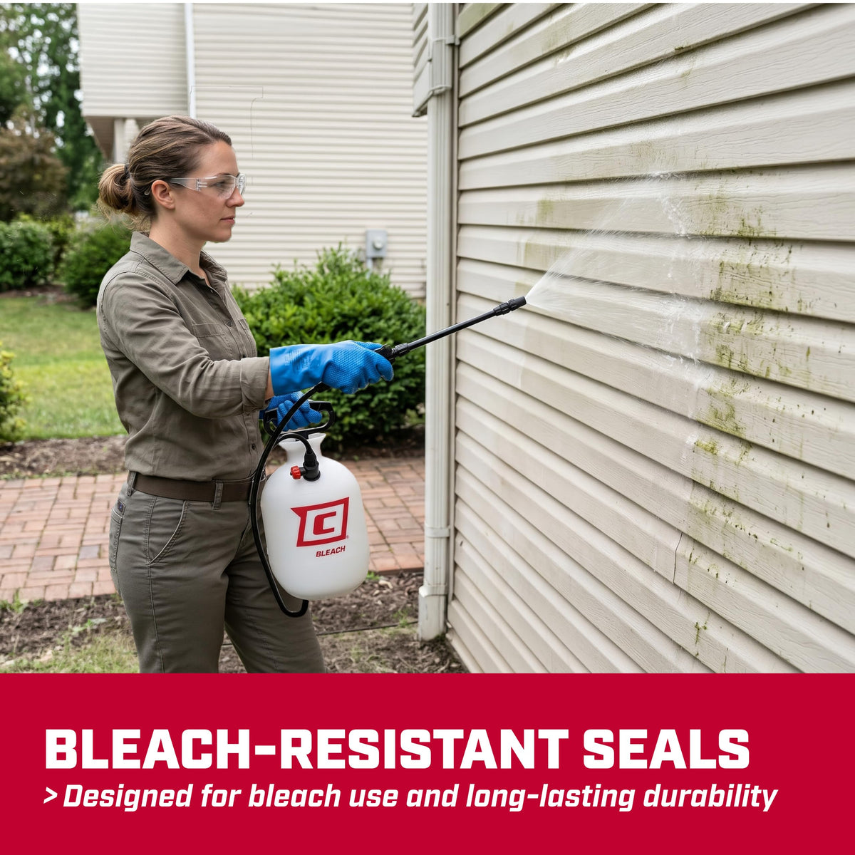 Chapin 1-Gallon Bleach Pump Sprayer, Resistant Seals for Cleaning