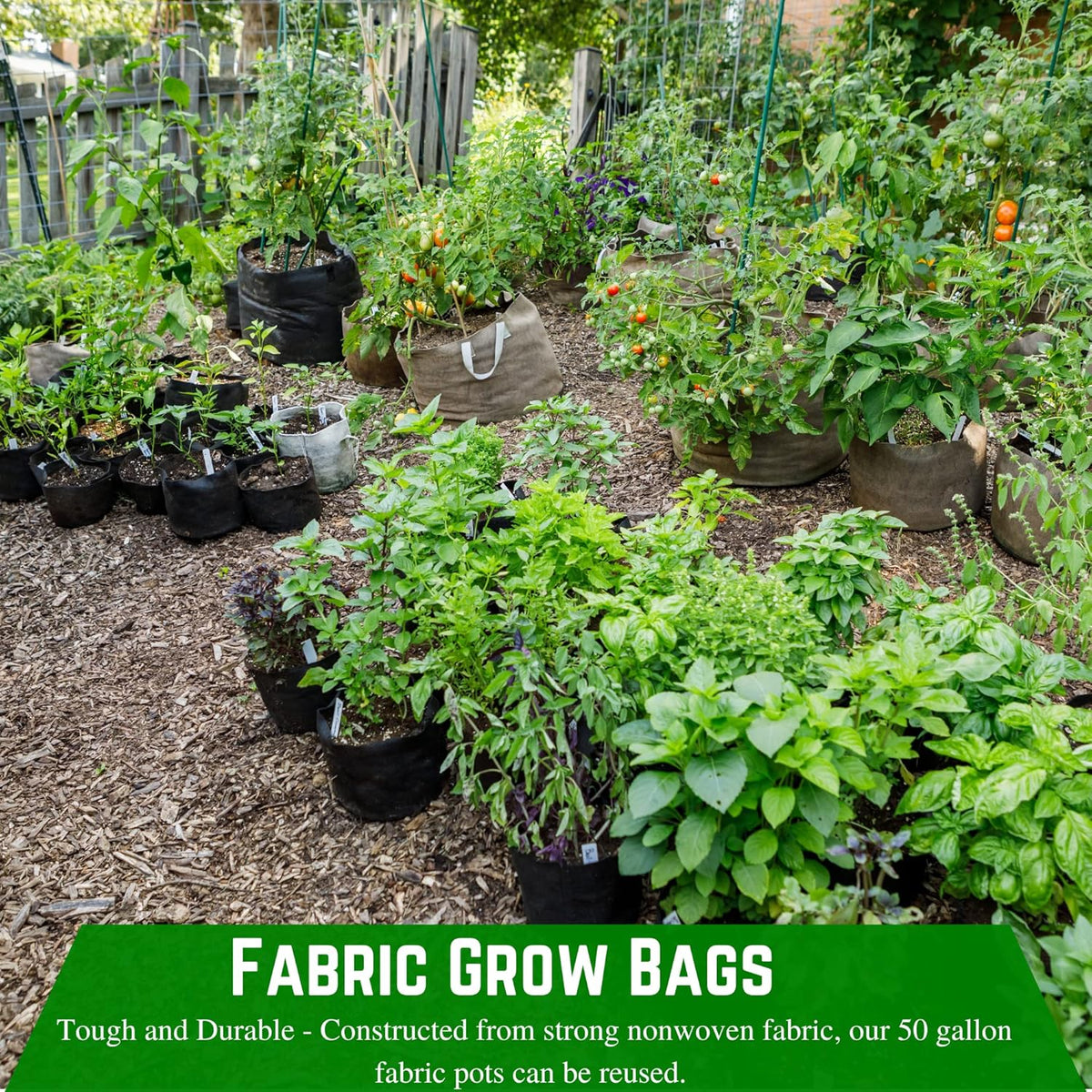Farm Plastic Supply - 400 Gallon Fabric Grow Bags - (1 Pack) - Nonwoven Fabric Pots with Handles