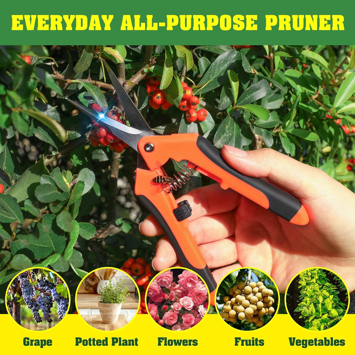 4 Pack Garden Shears, Stainless Steel Shears Gardening Tools, Scissors, Garden Clippers, Pruning