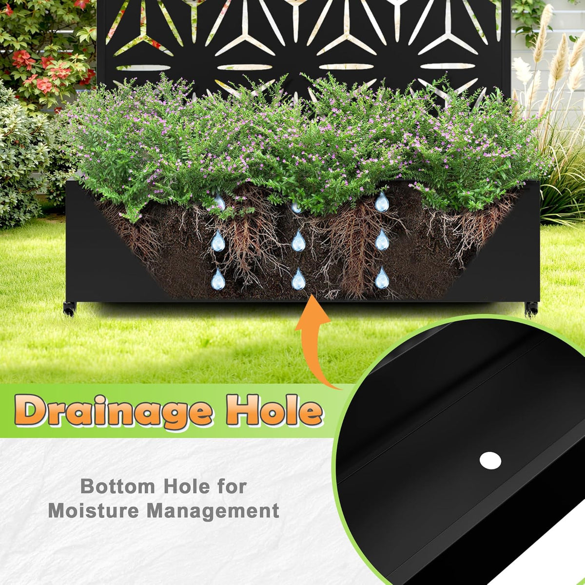 Metal Raised Garden Bed with Trellis, 2 in 1 Trellis with Planter Box & Privacy Screen for Climbing