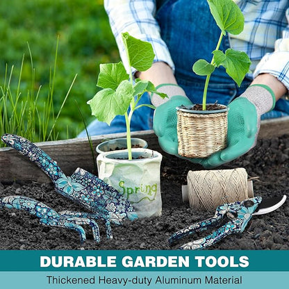 WORKPRO 5PCS Garden Tool Set, Aluminum Heavy Duty Gardening Tool Set with Garden Tool Bag, Outdoor